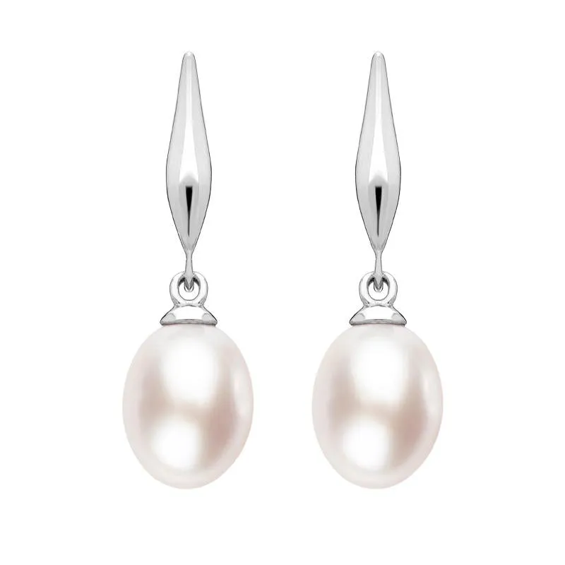 Sterling Silver Pink Pearl Pod Top Drop Earrings sold by Jura Watches
