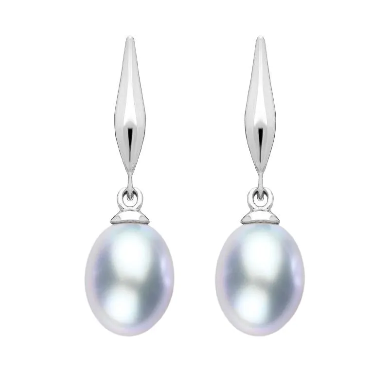 Sterling Silver Grey Pearl Pod Top Drop Earrings sold by Jura Watches
