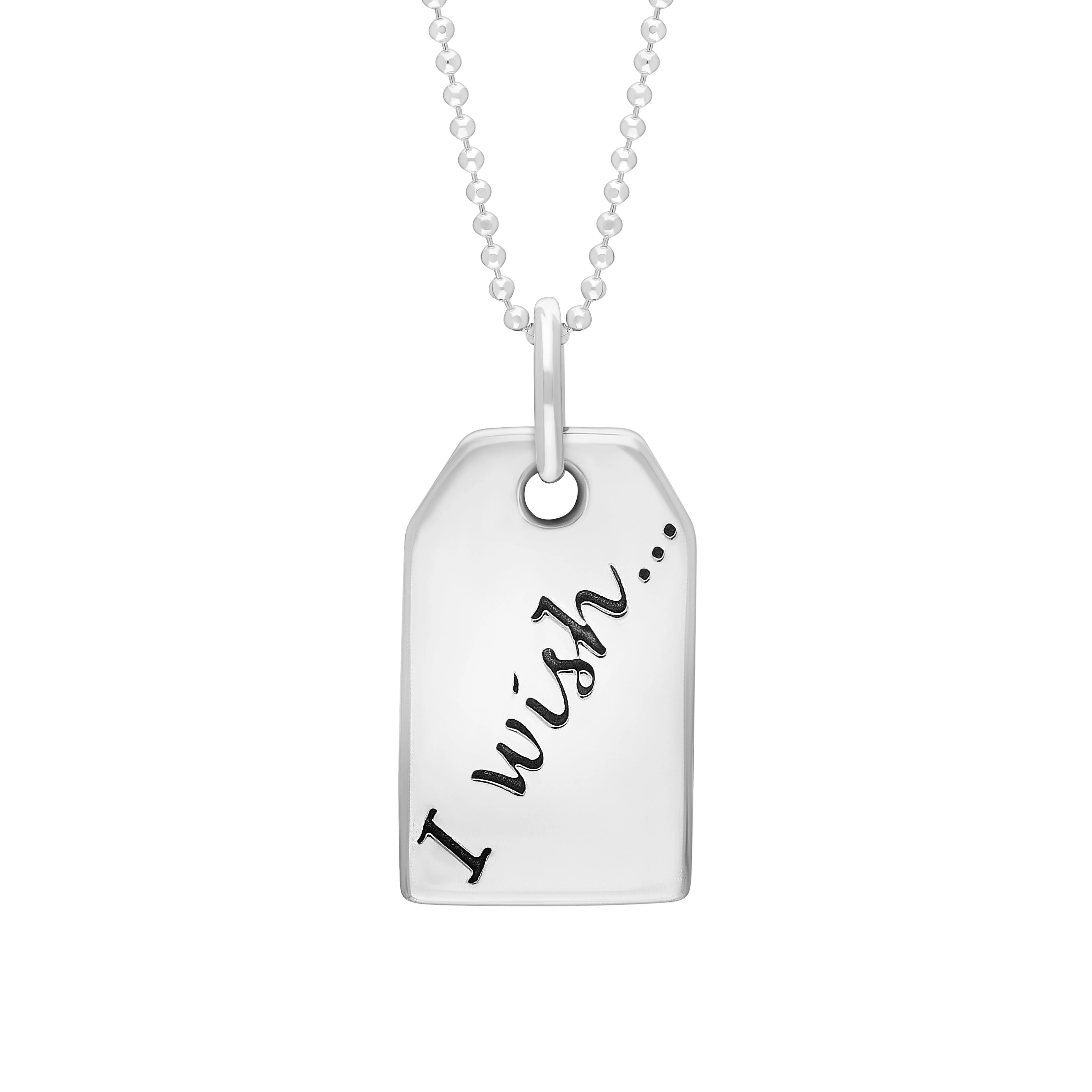 Sterling Silver Small Tag “I Wish” Necklace sold by Jura Watches
