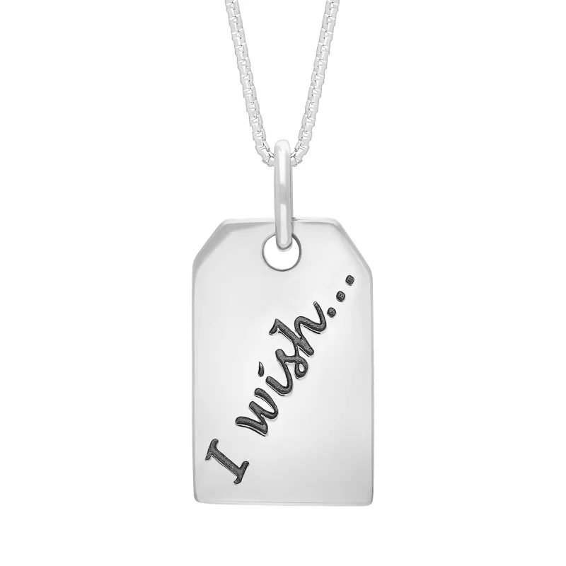 Sterling Silver Large Tag “I Wish” Necklace sold by Jura Watches