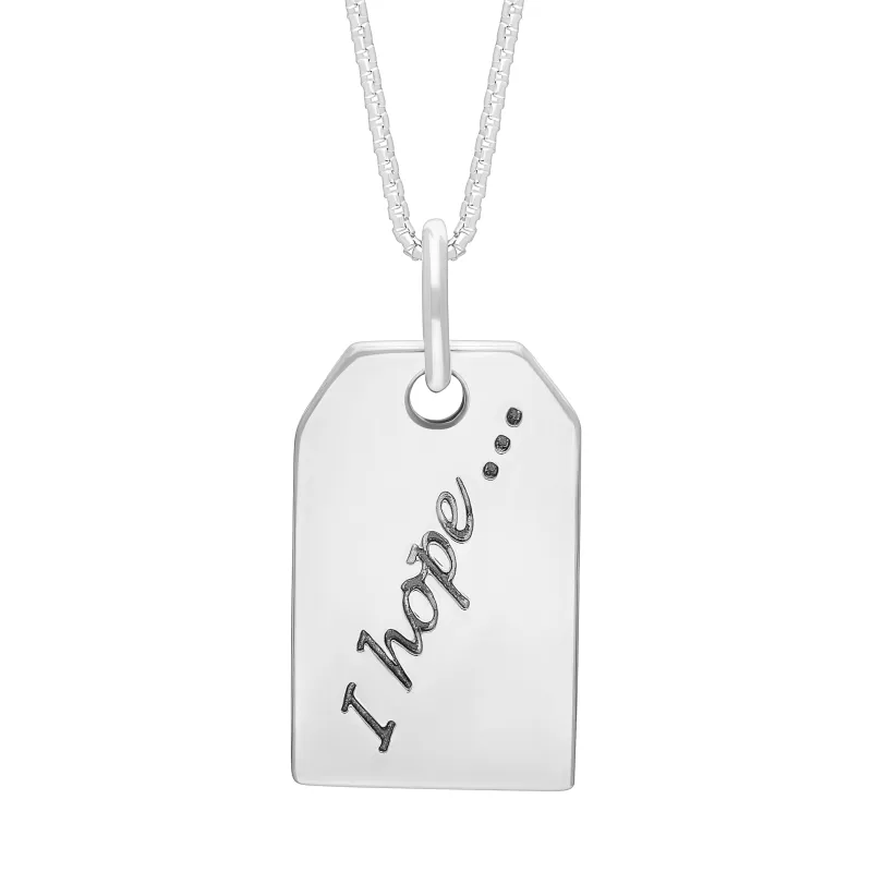 Sterling Silver Large Tag “I Hope” Necklace sold by Jura Watches