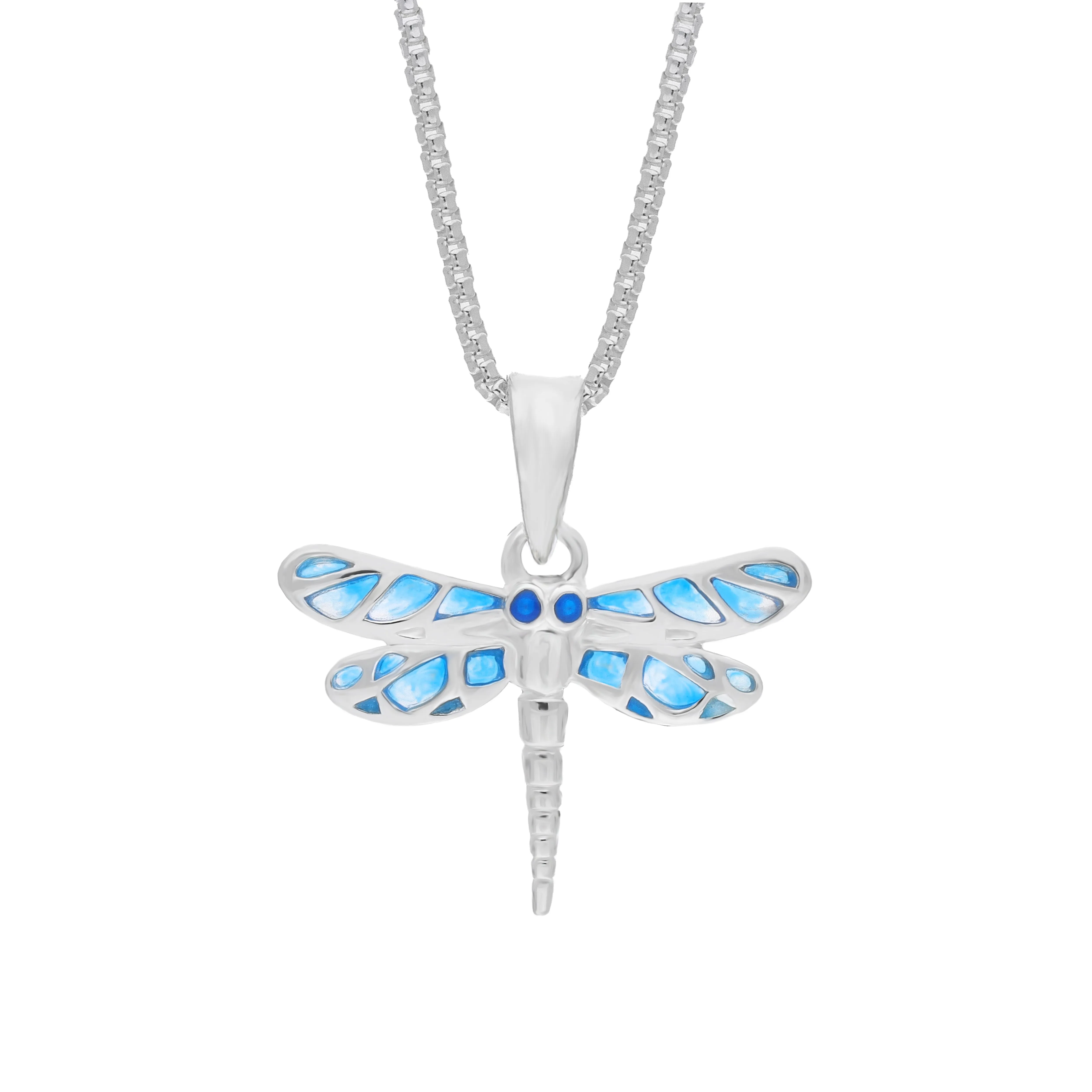 Sterling Silver Blue Enamel Dragonfly Pendant sold by Jura Watches