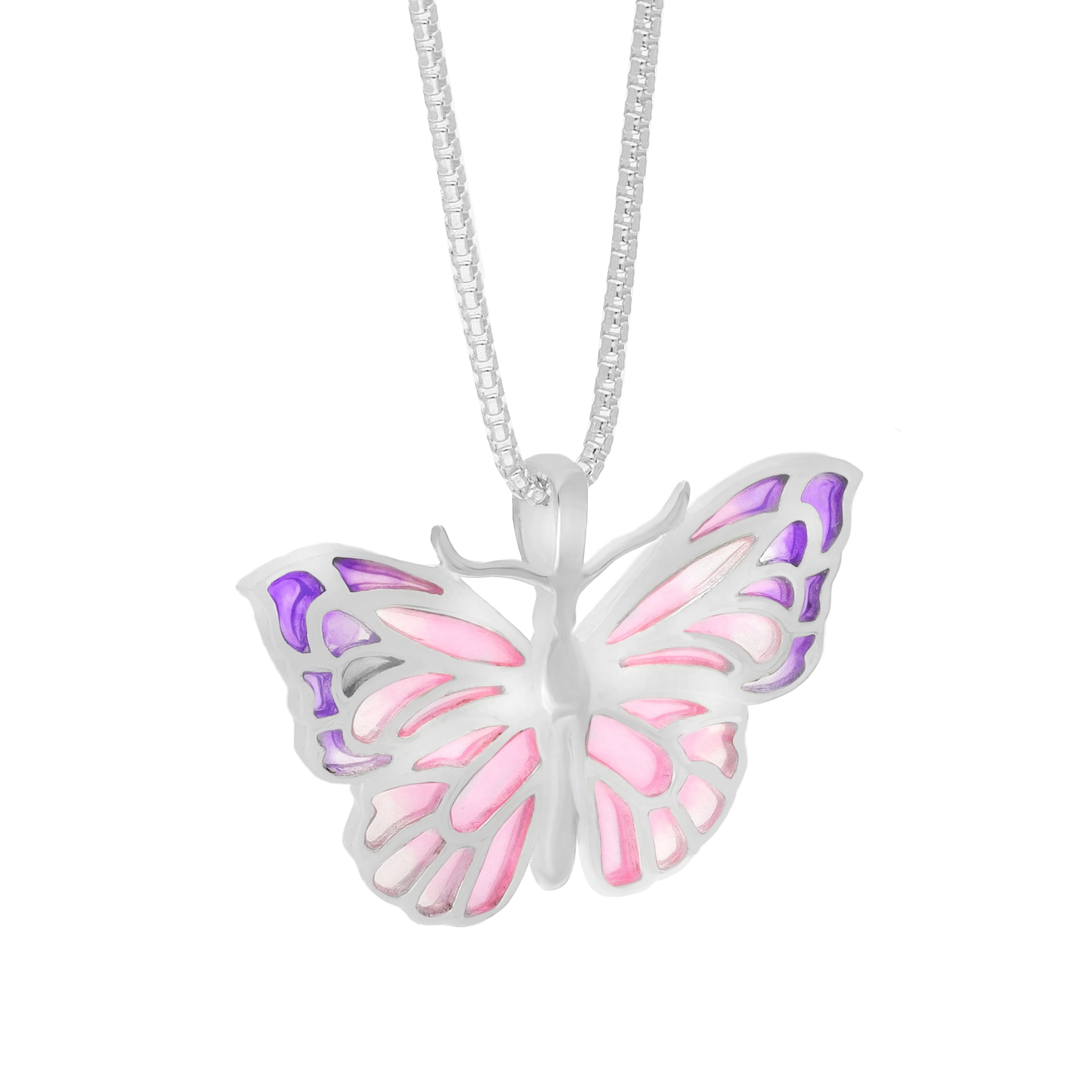 Sterling Silver Pink Enamel Butterfly Pendant sold by Jura Watches product image thumbnail 2