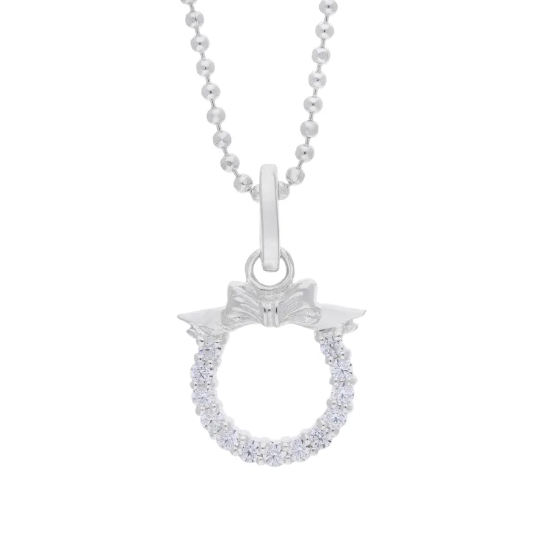 Sterling Silver and White Cubic Zirconia Wreath Pendant sold by Jura Watches