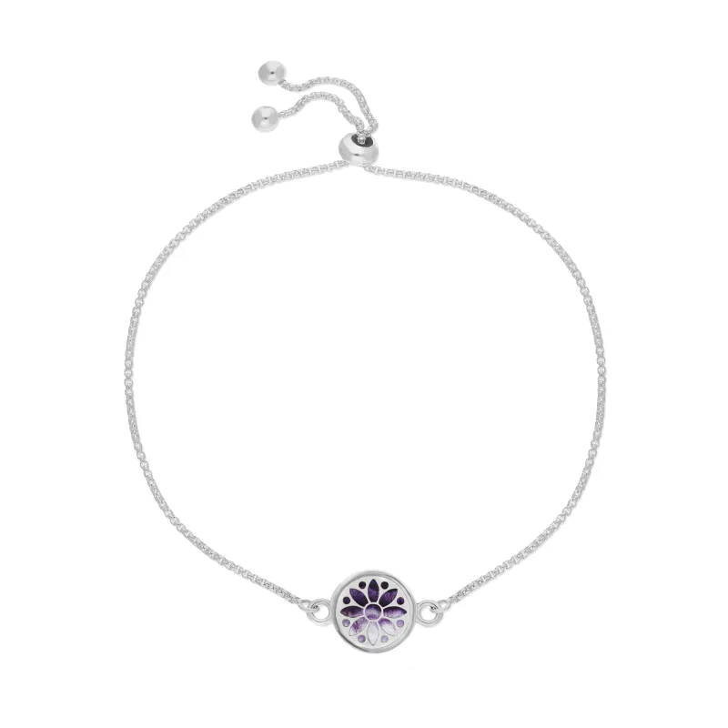 Sterling Silver 10mm Blue John Sunflower Chatsworth Décor Round Adjustable Bracelet sold by Jura Watches