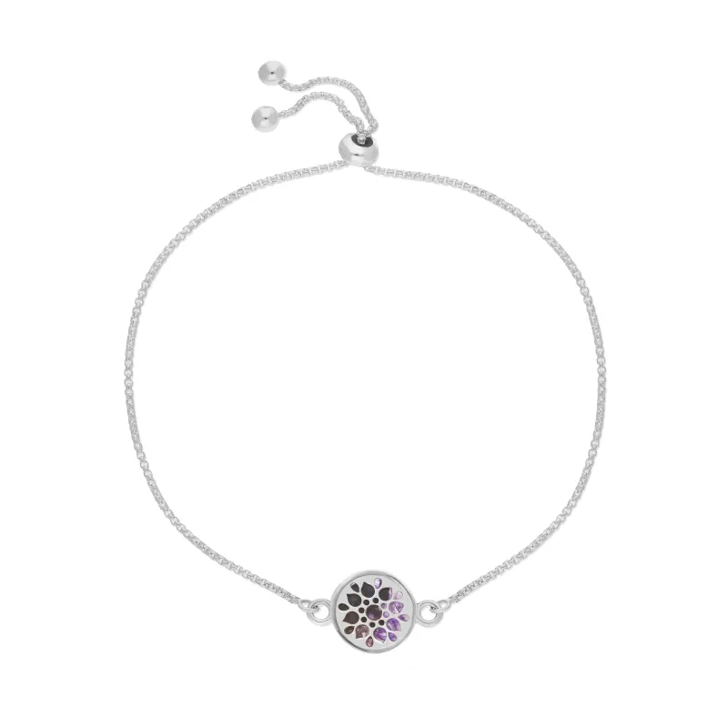 Sterling Silver 10mm Blue John Flower Burst Chatsworth Décor Round Adjustable Bracelet sold by Jura Watches