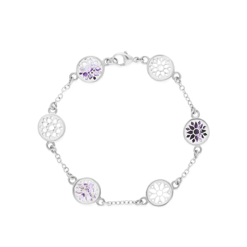 Sterling Silver 10mm Blue John Six Flower Burst Chatsworth Décor Bracelet sold by Jura Watches