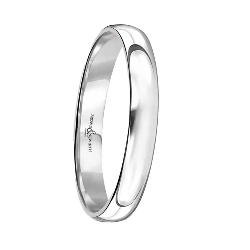 18ct White Gold 3mm Ultra Light Court Wedding Band sold by Jura Watches