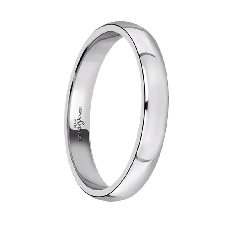 9ct White Gold 3mm Light Traditional Court Ring sold by Jura Watches