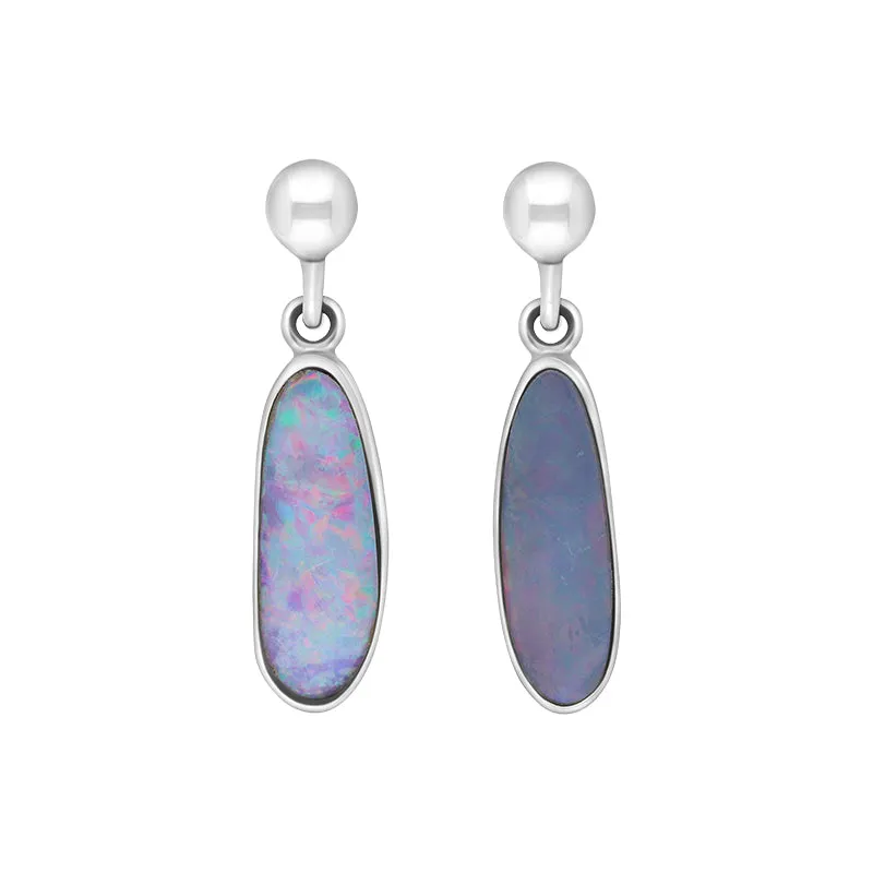 Sterling Silver Opal Oval Doublet Drop Earrings sold by Jura Watches