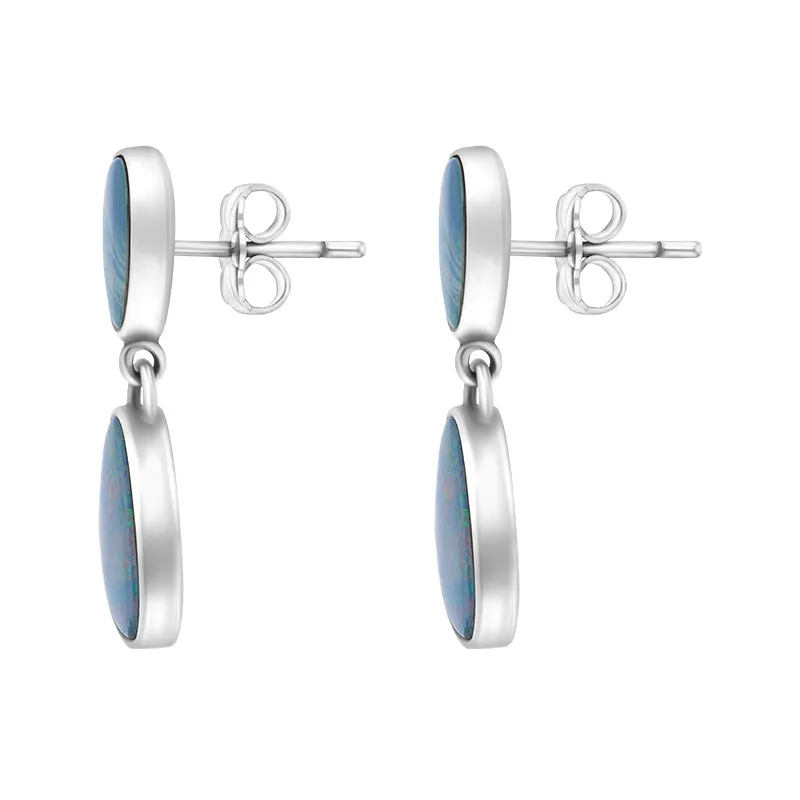 Sterling Silver Opal Two Stone Oval Doublet Drop Earrings sold by Jura Watches product image thumbnail 2
