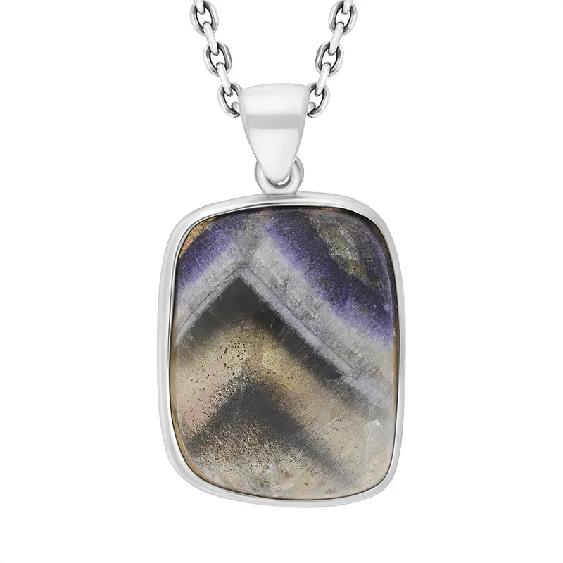 Sterling Silver Blue John Abstract Square Shaped Unique Pendant sold by Jura Watches