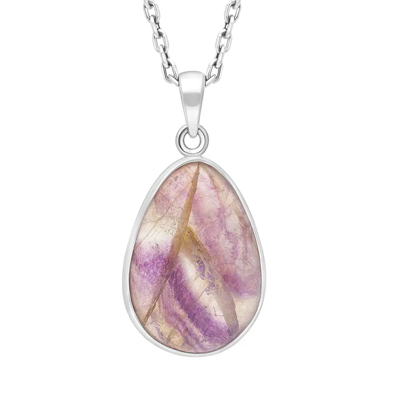 Sterling Silver Blue John Abstract Oval Unique Pendant sold by Jura Watches