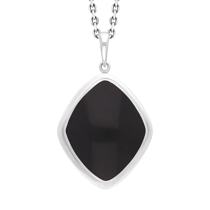 Sterling Silver Whitby Jet Diamond Shaped Stone Unique Pendant sold by Jura Watches