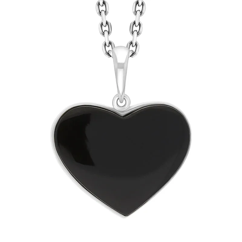Sterling Silver Whitby Jet Heart Unique Pendant sold by Jura Watches