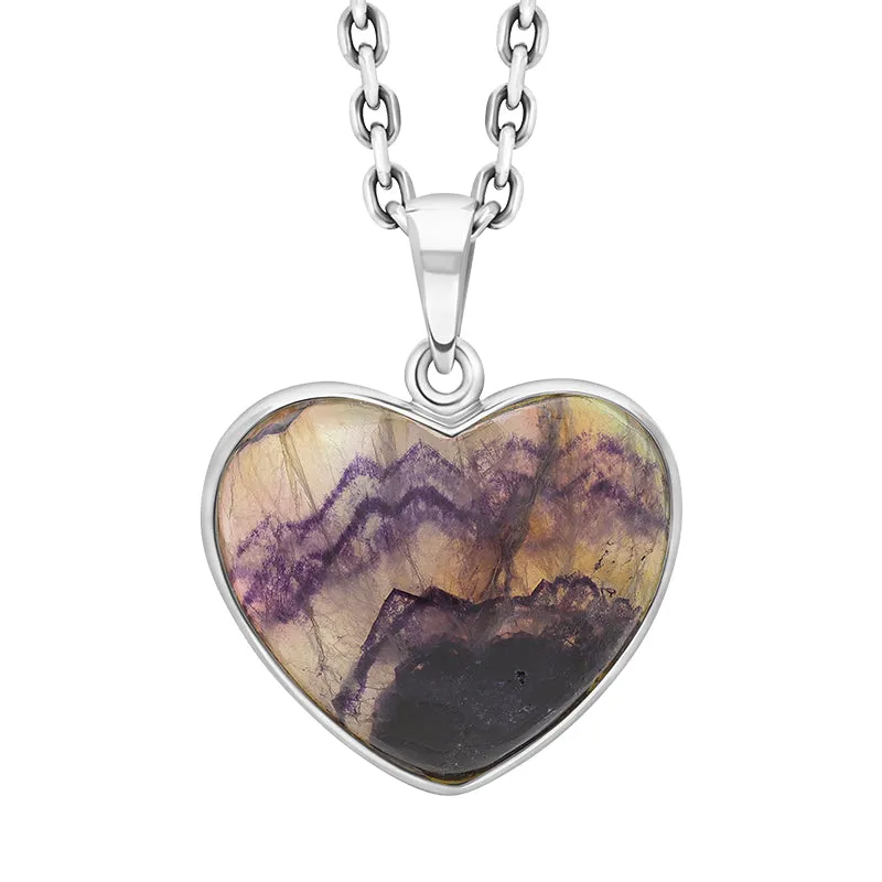 Sterling Silver Unique Blue John Heart Pendant sold by Jura Watches