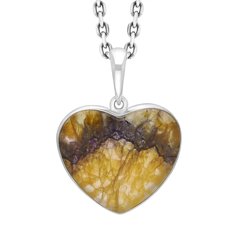 Sterling Silver Unique Blue John Heart Pendant sold by Jura Watches