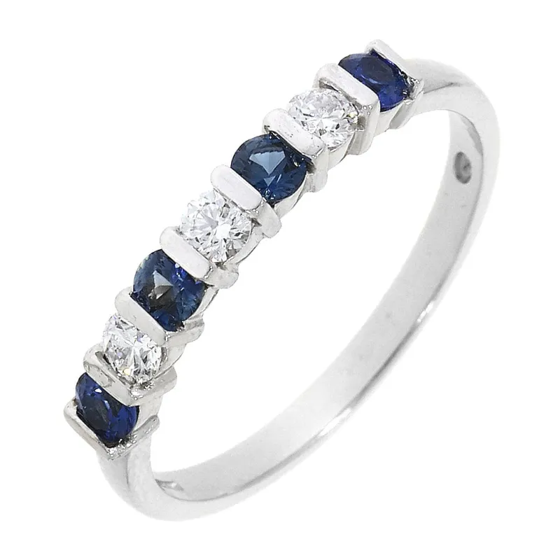 Platinum 0.35ct Diamond 0.60ct Sapphire Half Eternity Ring sold by Jura Watches