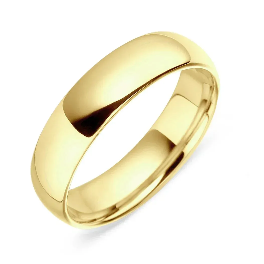 9ct Yellow Gold 5mm Ultra Light Traditional Court Wedding Ring sold by Jura Watches