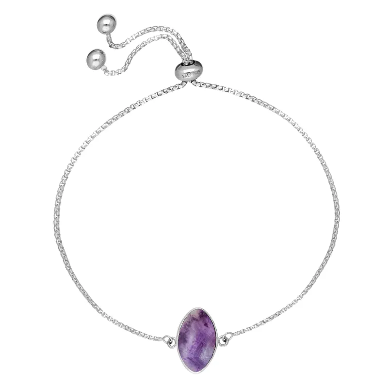 Sterling Silver Blue John Portrait Marquise Adjustable Bracelet sold by Jura Watches