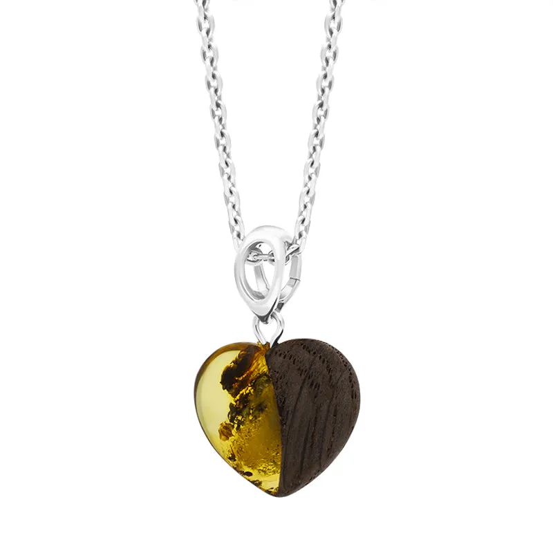 Sterling Silver Amber & Wood Heart Pendant sold by Jura Watches product image thumbnail 2