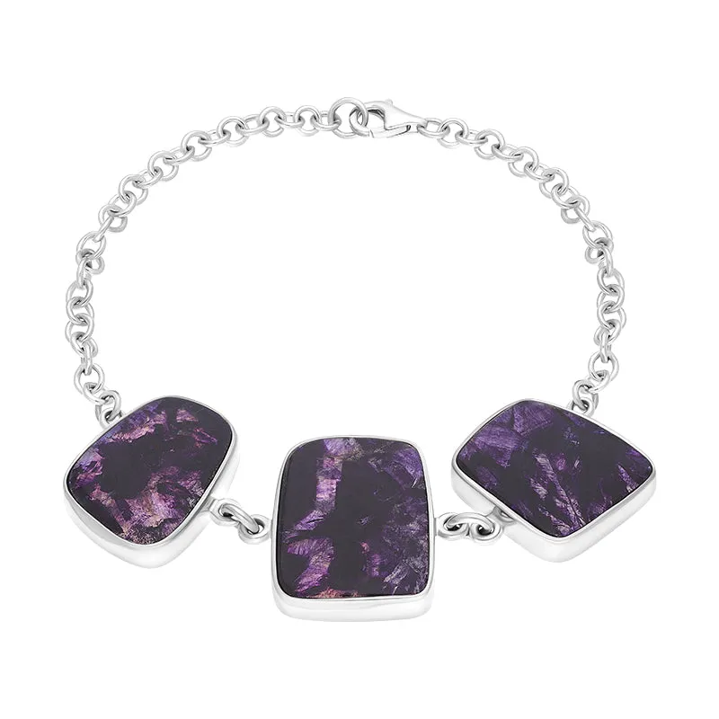 Sterling Silver Blue John Three Stone Abstract Oval Unique Bracelet sold by Jura Watches product image thumbnail 2