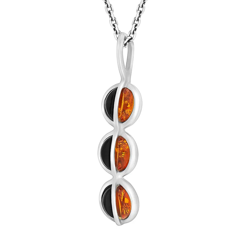 Sterling Silver Whitby Jet and Amber Three Stone Pendant sold by Jura Watches product image thumbnail 2