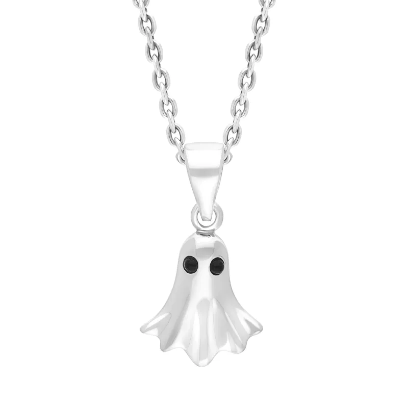 Sterling Silver Whitby Jet Small Ghost Pendant sold by Jura Watches