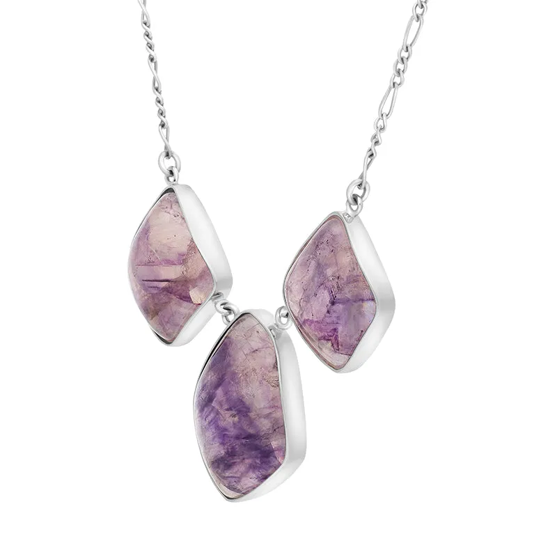 Sterling Silver Blue John Three Stone Abstract Oval Unique Necklet sold by Jura Watches product image thumbnail 2