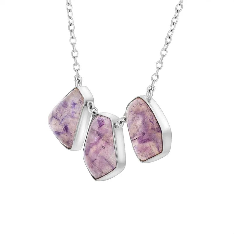 Sterling Silver Blue John Three Stone Abstract Oval Unique Necklace sold by Jura Watches product image thumbnail 2