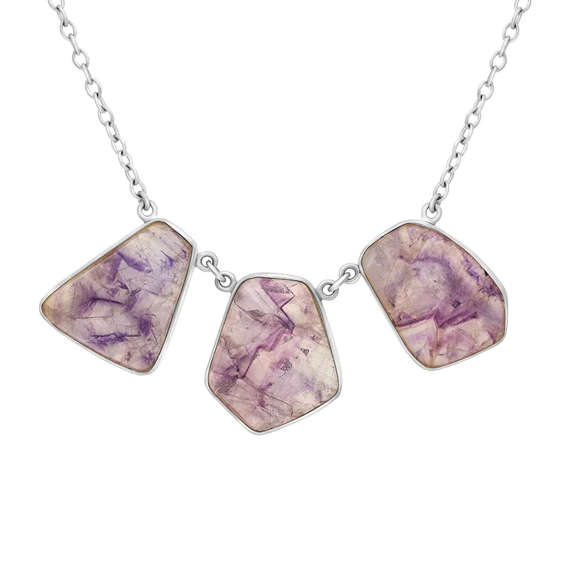 Sterling Silver Blue John Three Stone Abstract Oval Unique Necklace sold by Jura Watches