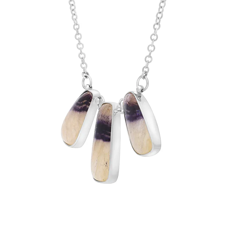 Sterling Silver Blue John Three Stone Abstract Oval Unique Chain Necklace sold by Jura Watches product image thumbnail 2
