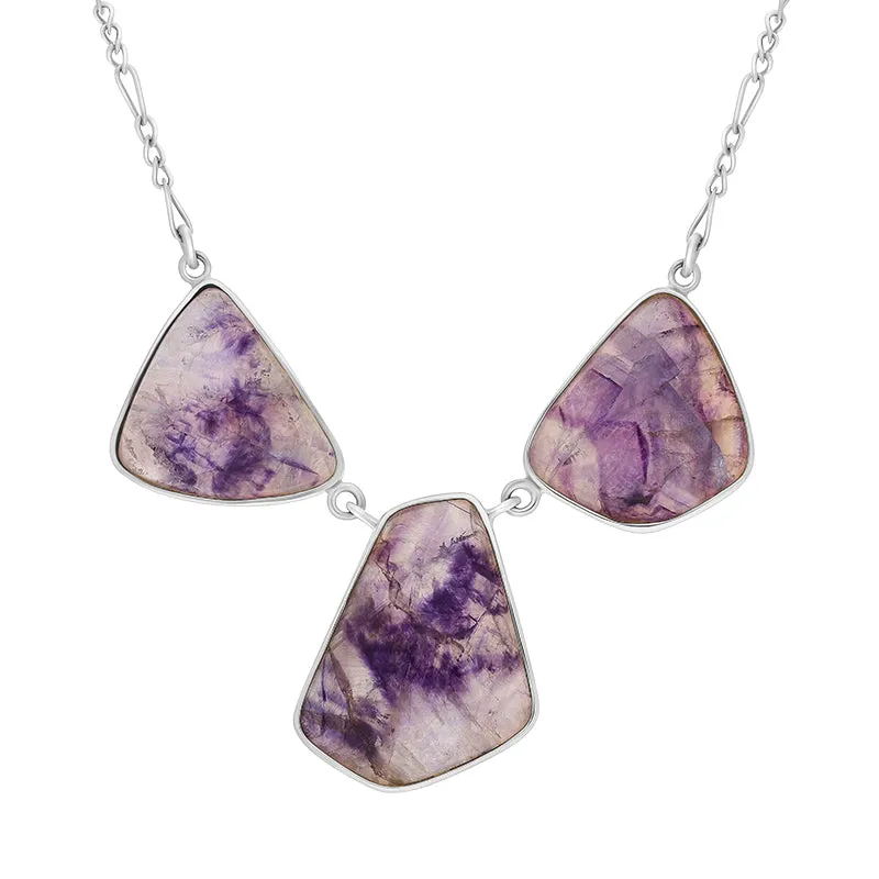 Sterling Silver Blue John Three Stone Abstract Oval Necklace sold by Jura Watches