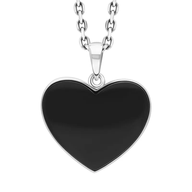 Sterling Silver Whitby Jet Unique Heart Pendant sold by Jura Watches