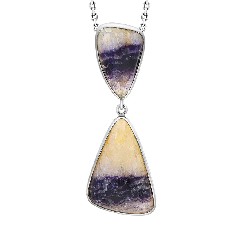 Sterling Silver Blue John Two Stone Abstract Unique Pendant sold by Jura Watches