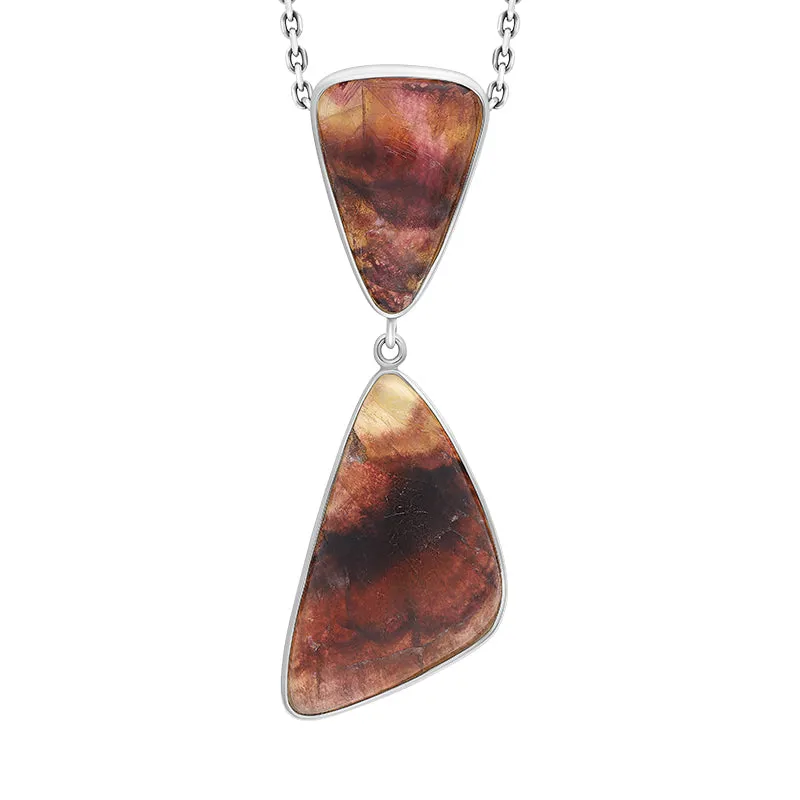 Sterling Silver Blue John Two Stone Abstract Unique Pendant sold by Jura Watches