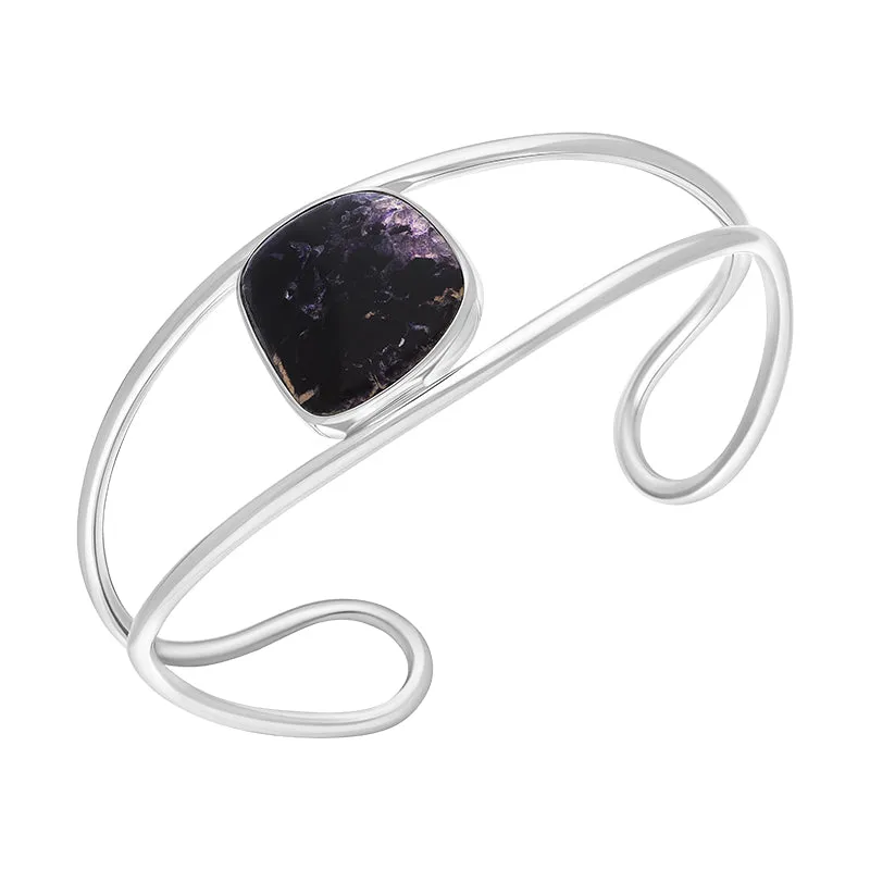 Sterling Silver Blue John Abstract Oval Cuff Bangle sold by Jura Watches