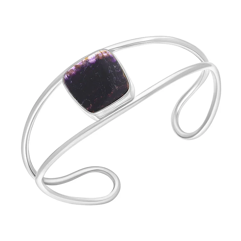 Sterling Silver Blue John Abstract Oval Cuff Bangle sold by Jura Watches