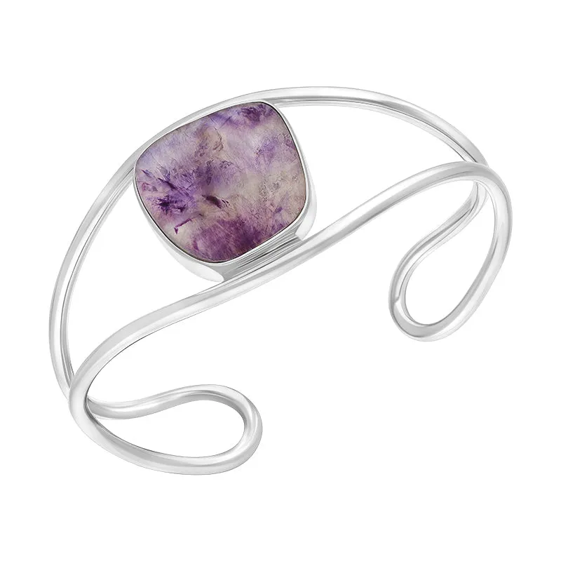 Sterling Silver Blue John Abstract Oval Cuff Bangle sold by Jura Watches