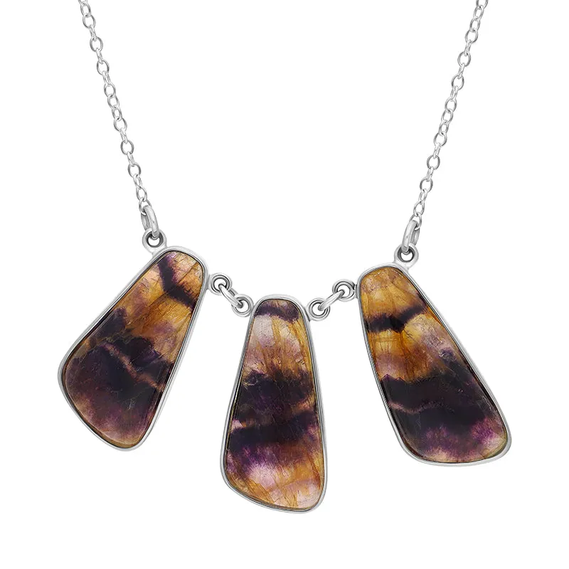 Sterling Silver Blue John Abstract Oval Unique Necklace sold by Jura Watches