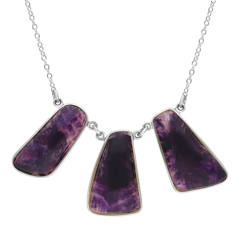 Sterling Silver Blue John Abstract Oblong Unique Necklace sold by Jura Watches