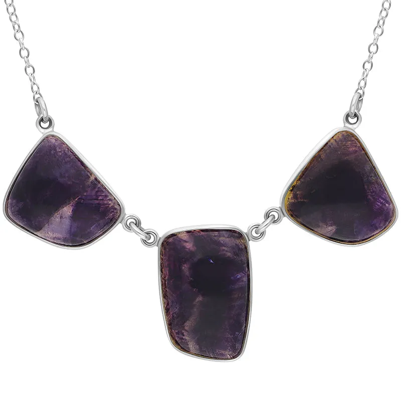 Sterling Silver Blue John Abstract Oblong Unique Chain Necklace sold by Jura Watches