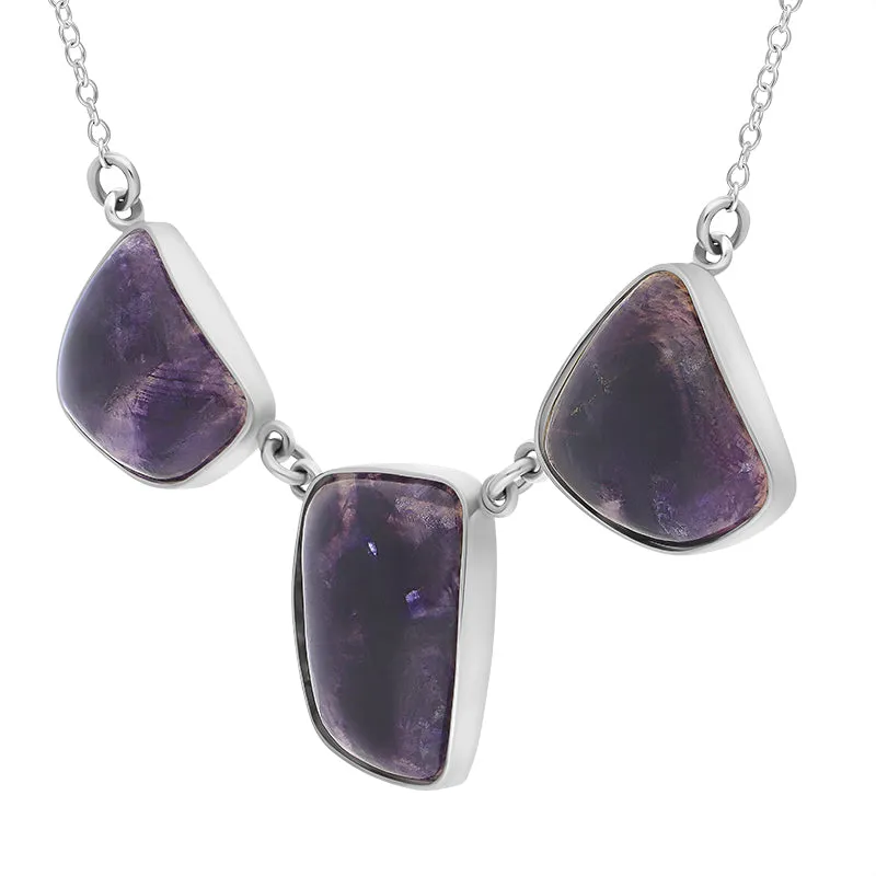 Sterling Silver Blue John Abstract Oblong Unique Chain Necklace sold by Jura Watches product image thumbnail 2