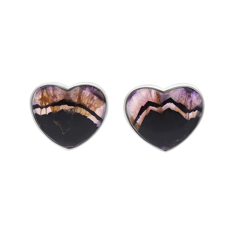 Sterling Silver Blue John Heart Stud Unique Earrings sold by Jura Watches