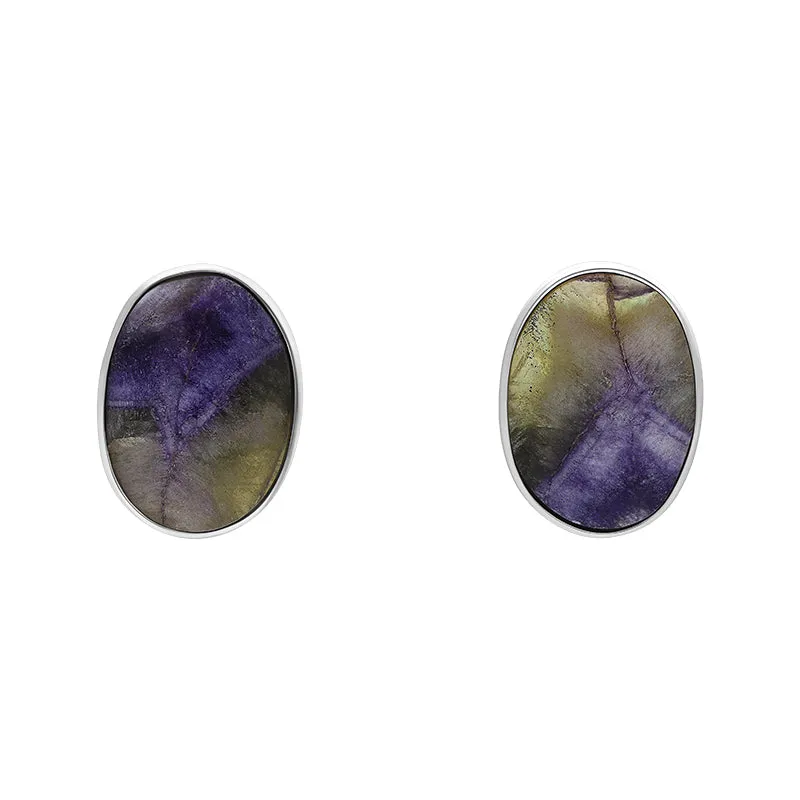 Sterling Silver Blue John Oval Stud Earrings sold by Jura Watches