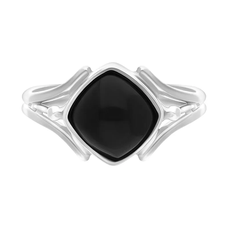 Sterling Silver Whitby Jet Cushion Cut Open Shank Unique Ring sold by Jura Watches product image thumbnail 2