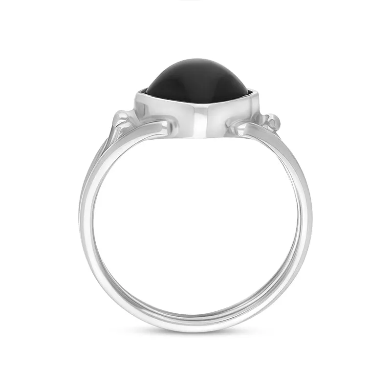 Sterling Silver Whitby Jet Cushion Cut Open Shank Unique Ring sold by Jura Watches product image thumbnail 3