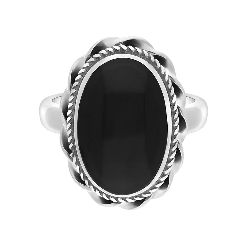 Sterling Silver Whitby Jet Oval Rope Edge Ring sold by Jura Watches product image thumbnail 2