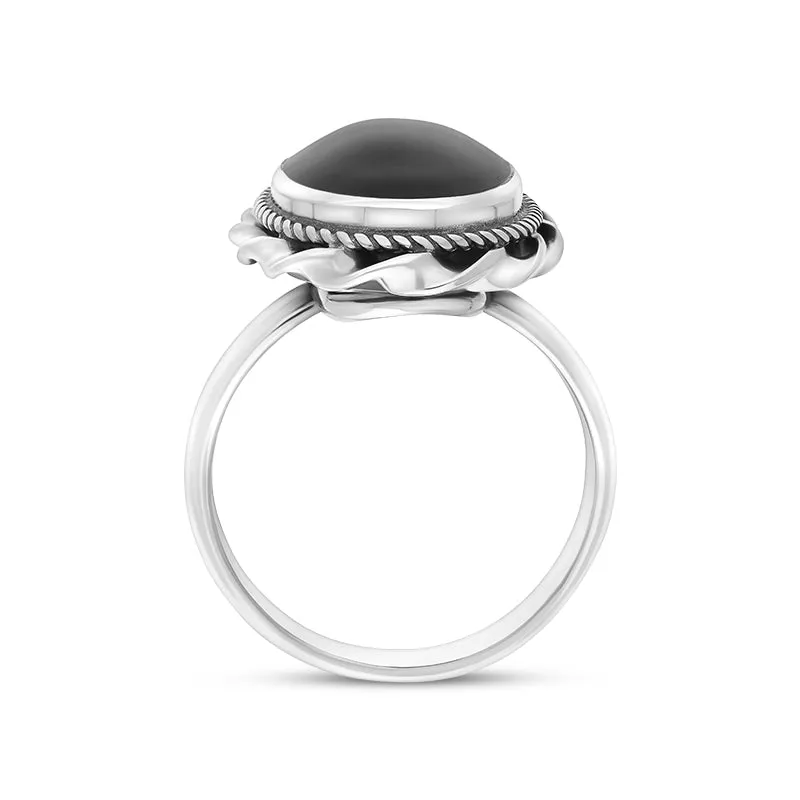 Sterling Silver Whitby Jet Oval Rope Edge Ring sold by Jura Watches product image thumbnail 3