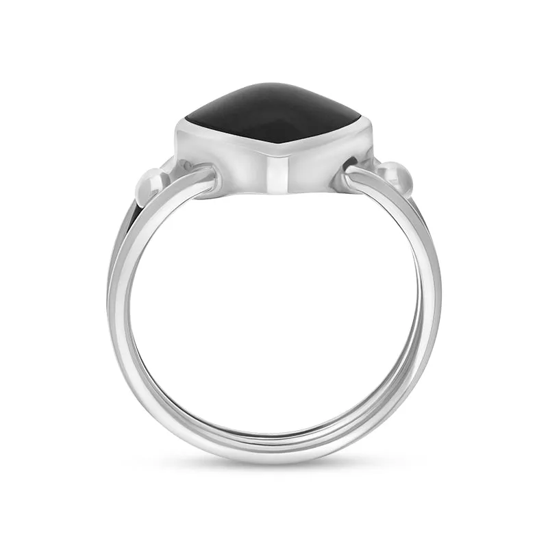 Sterling Silver Whitby Jet Cushion Cut Open Shank Unique Ring sold by Jura Watches product image thumbnail 3